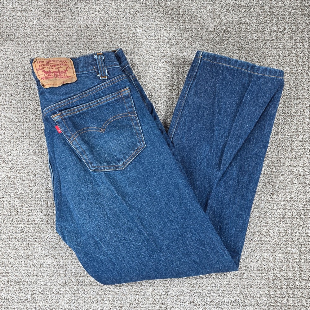 Vintage 80s Levis 501 Mens Blue Denim Jeans Made in USA Dark Wash Button 34x28